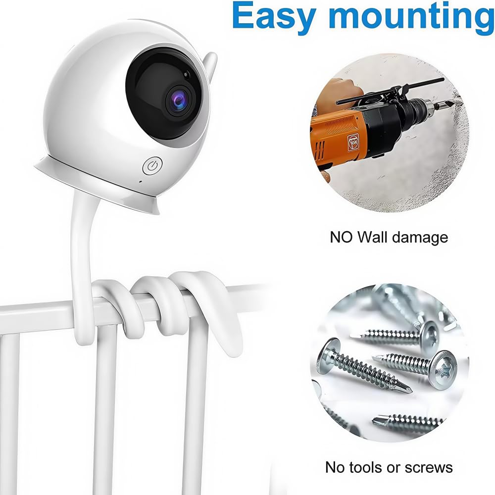 YUNSHANGHT Baby Monitor Holder - Universal No Drill Mount with 1/4" Thread, Flexible Camera Bracket for Babystar Vtech, Nanit, Motorola - Image 4
