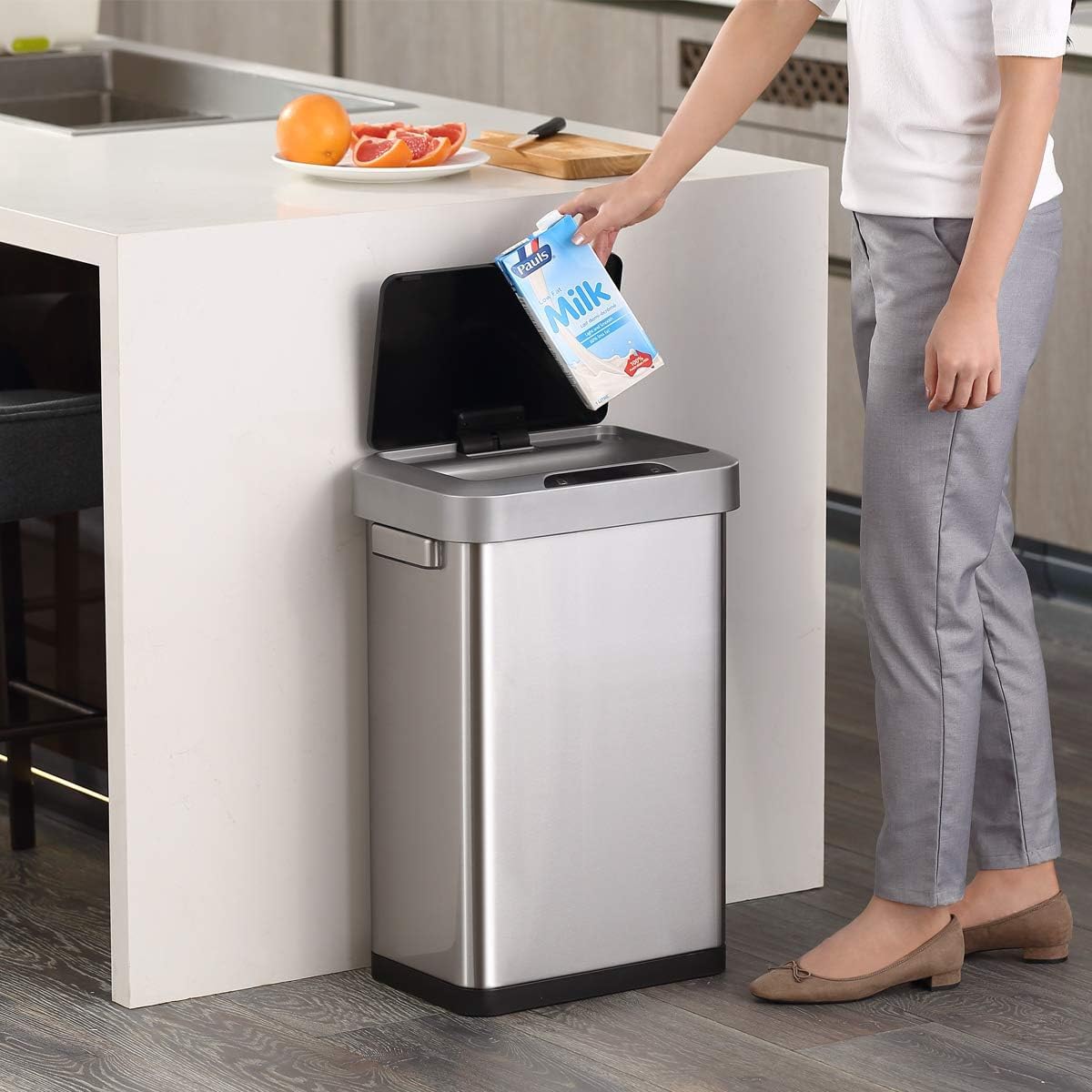 Amazon｜ゴミ箱 自動開閉 ホライゾンセンサービン シルバー 45L ふた