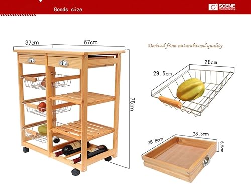 Miniatura 2 de Carrito de isla de cocina con ruedas, carrito de 3 niveles con 2 cajones, cesta y estante de almacenamiento, isla de cocina rodante, carrito de