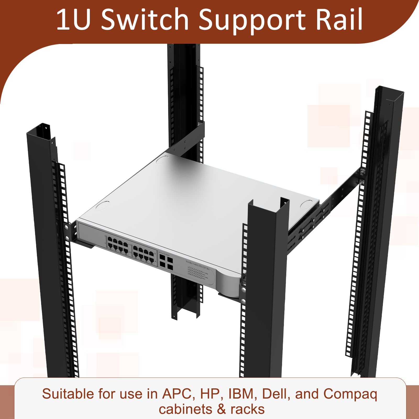 Guide universali per montaggio su rack 1U, guida rack per server a 4 montanti | Profondità regolabile da 40,6 a 76,2 cm, compatibile con APC, HP, IBM, DELL, Compaq Cabinet (confezione da 1)