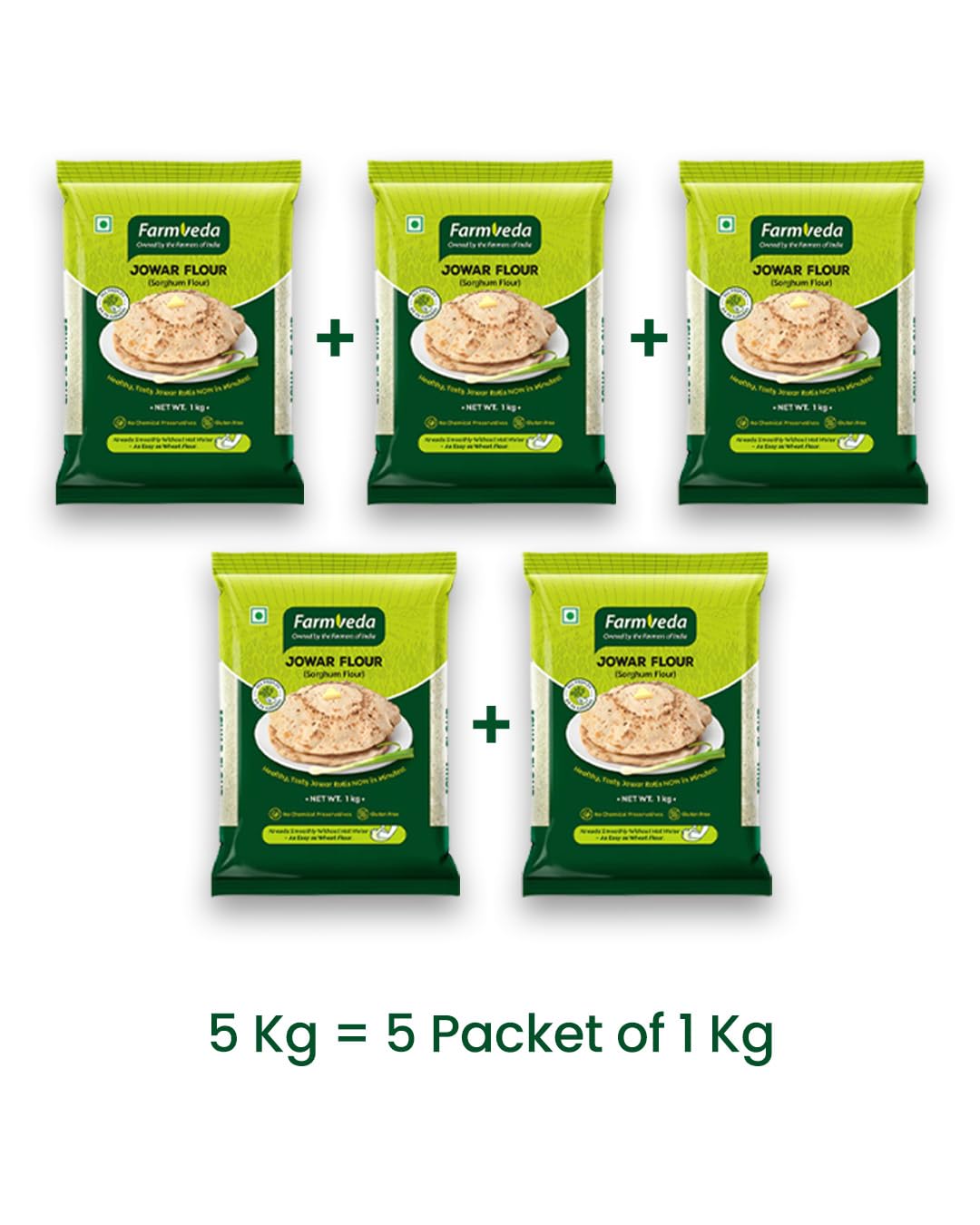 Farm Veda Jowar Flour (Sorghum Flour) - 5 Kg | Millet Flour | Gluten-Free | High Protein | 100% Natural | Kneads Smoothly Without Hot Water | Ready in Minutes - Image 3 thumbnail