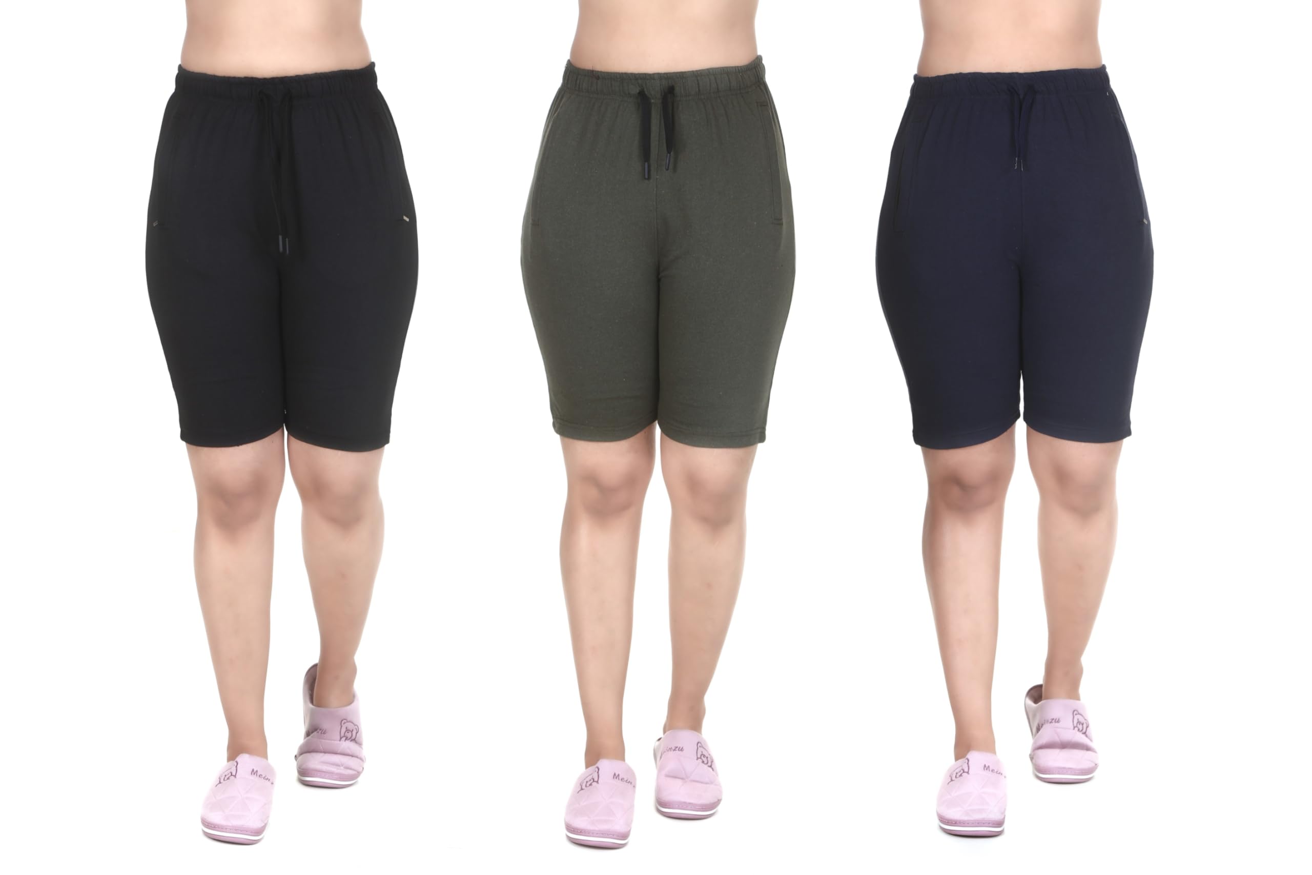 mukhaksh (Pack of 3 Girls Gym Wear Running Casual wear Lounge shorts with string nada-picture-56