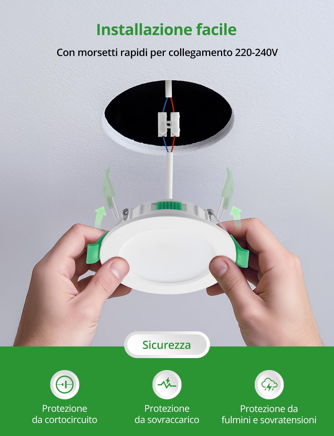 HOMEOW Faretti Led da Incasso per Cartongesso 5W, Diametro Foro 68-80mm, 25mm Ultrasottili, IP44 Faretti Led Soffitto, Regolabile Calda 2700K, Neutro 4000K e Freddo 6000K, Non Dimmerabili, Set di 20