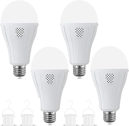 Bombilla LED de emergencia de 15 W, luz diurna blanca, recargable con gancho, bombilla de emergencia inteligente para cortes de energía en