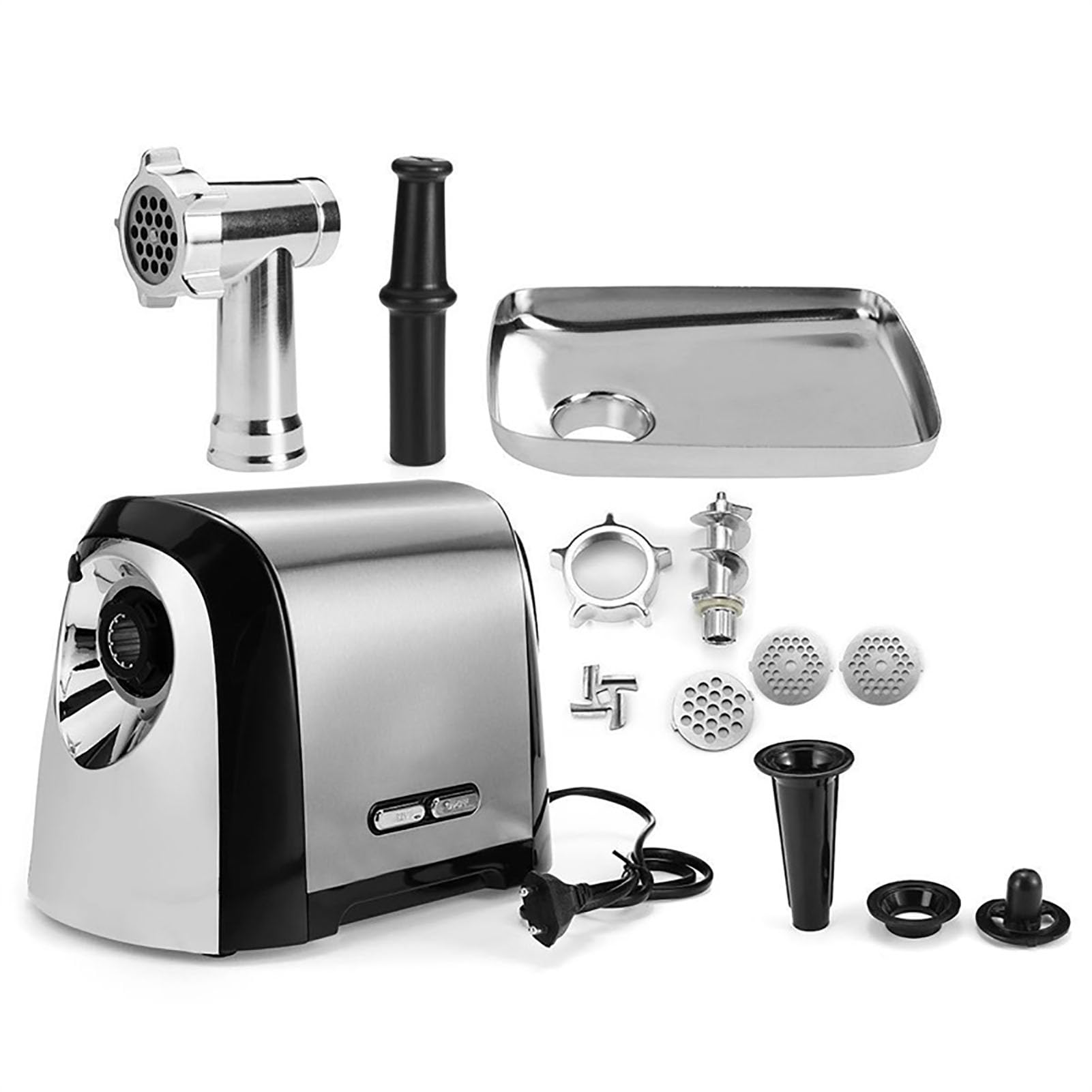 Picadora de Carne Eléctrica de Acero Inoxidable de 3200W, con Accesorio para Embutir Salchichas para Alimentos para Bebés y Uso Multifuncional en la Cocina
