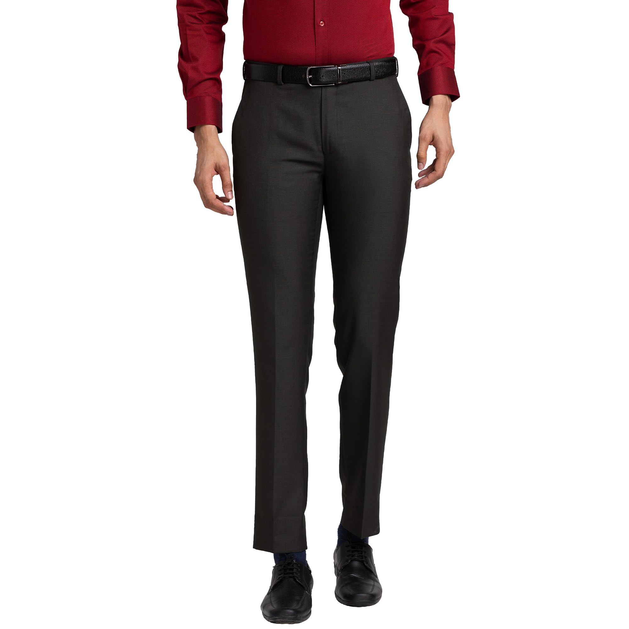 raymond Men's Solid Pattern Slim Fit Polyester Blend Flat Front Formal Trouser-picture-23