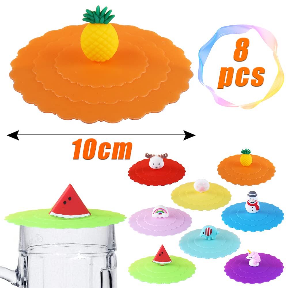 6 Coperchi In Silicone Per Tazze - Anti Polvere E Mosche, Diametro 11cm, Colorati E Riutilizzabili - Foto 10