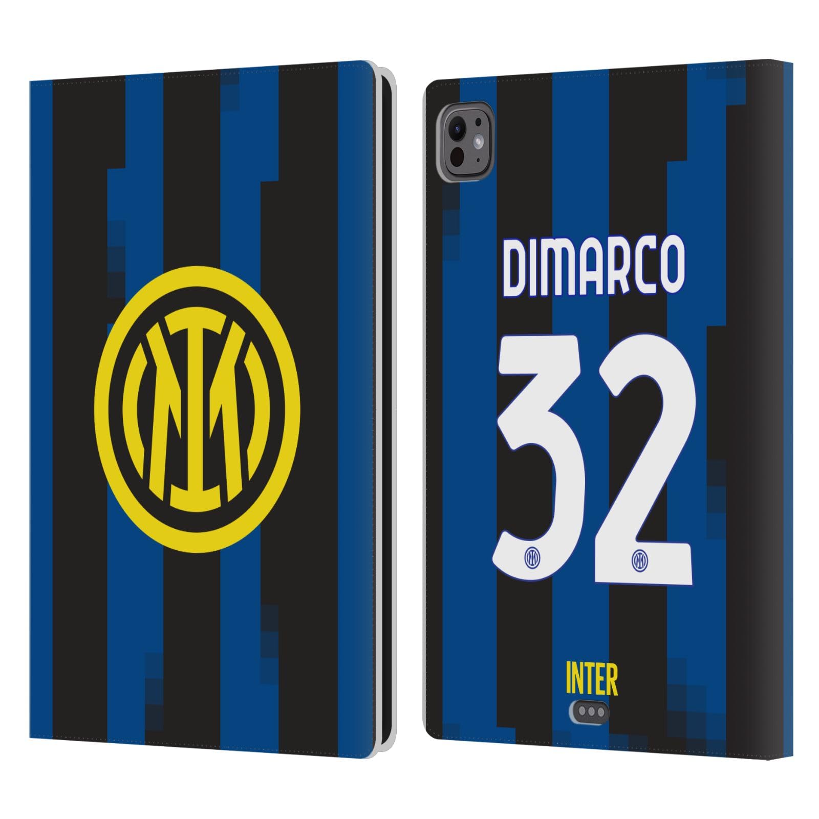 Head Case Designs Officially Licensed Inter Milan Federico Dimarco 2023/24 Players Home Kit Leather Book Wallet Case Cover Compatible with Apple iPad Pro 11 M4 2024