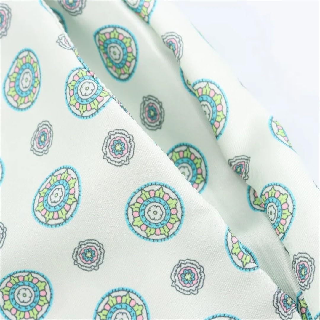 Set di pantaloni dritti da donna a maniche lunghe in seta con stampa impiombata