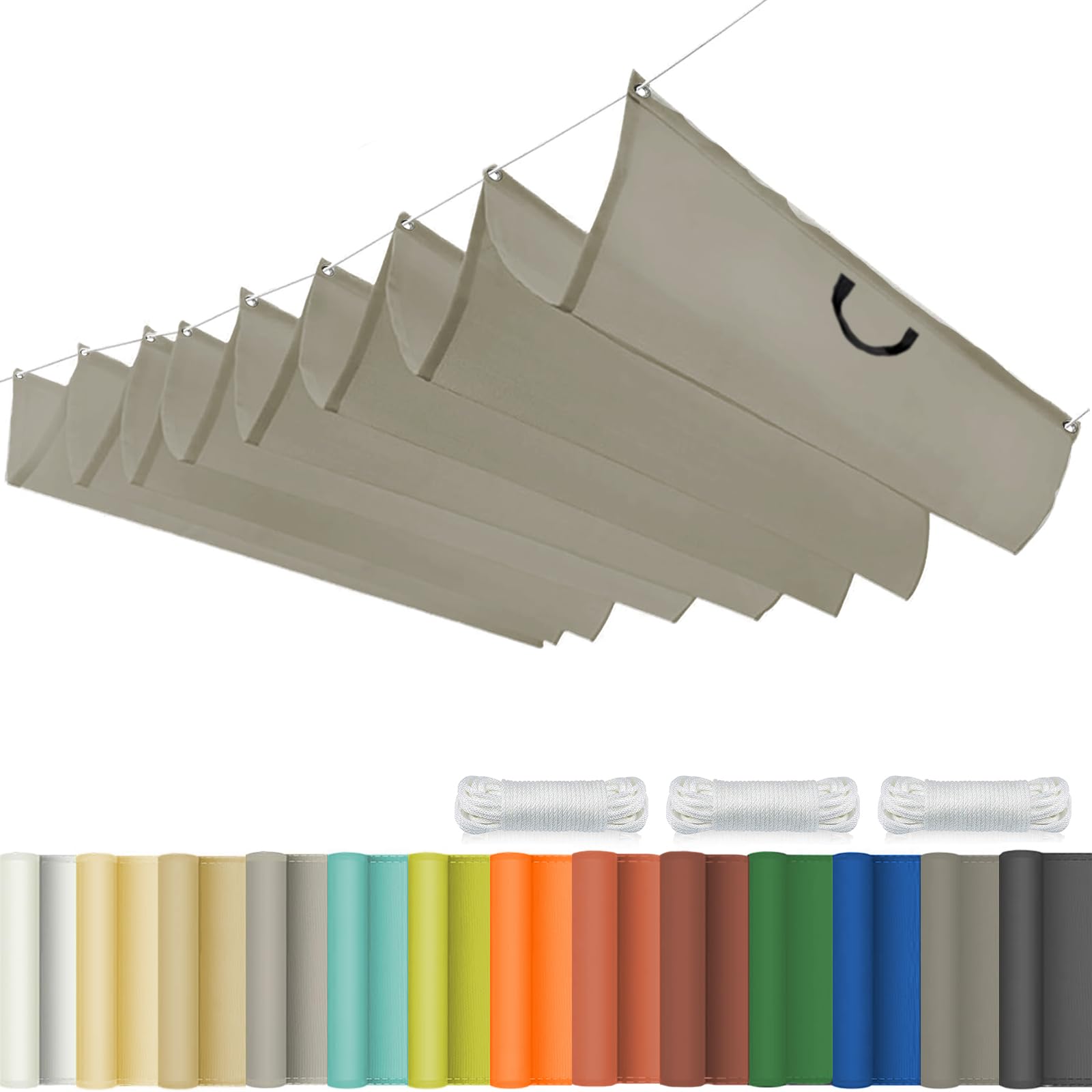 Einziehbares Welle Sonnensegel,Wasserabweisend imprägniert Mit Ösen,Mit Uv Schutz Sonnenschutz, Sonnensegel nach maß,für Garten Outdoor, 1.2x7m,Beige