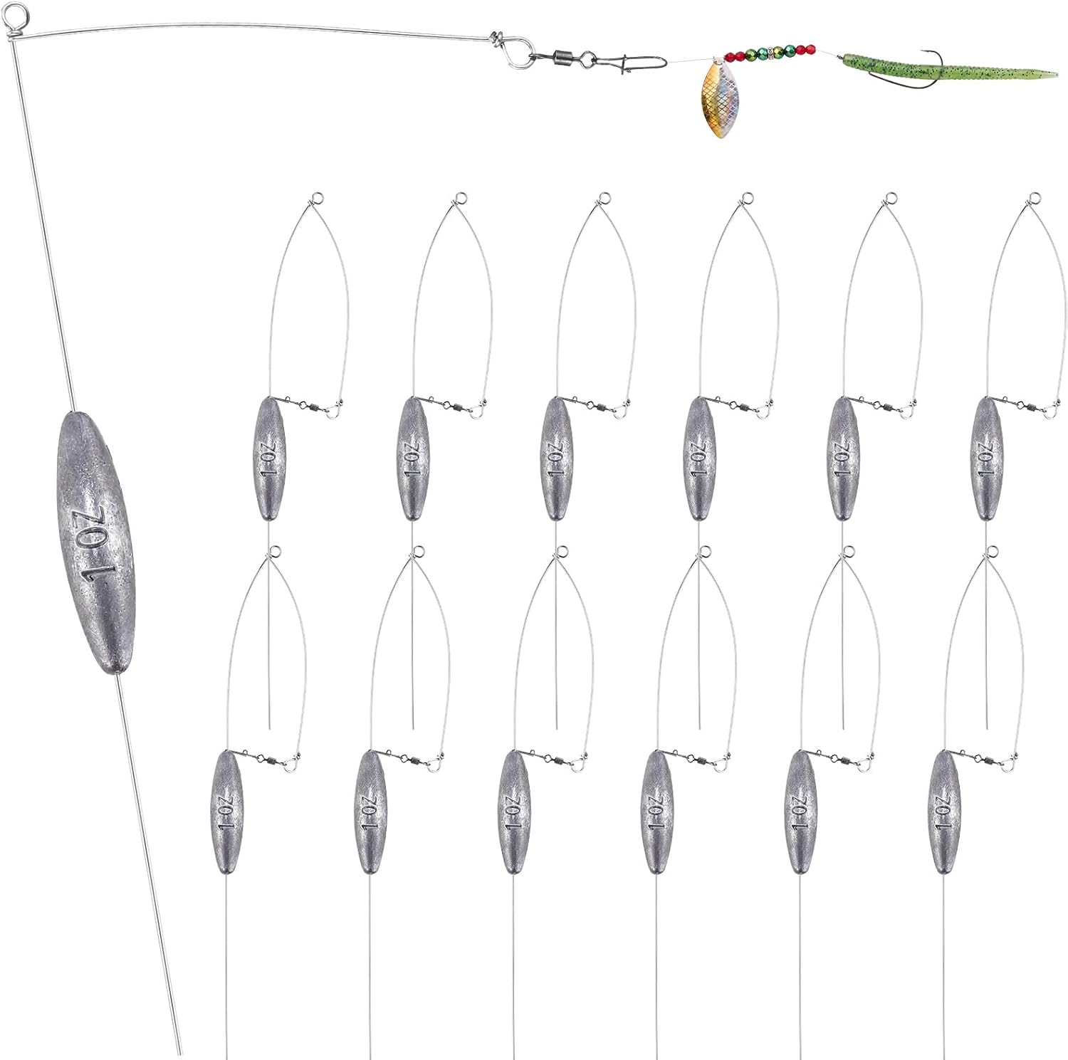 Sotiff 12 Pack Bottom Bouncer for Walleye Rig Trolling Fishing Weight | Fishing Weight, Freshwater Fishing, Lead, Trolling Drifting Fishing Live Bait Spinner Rig Crankbait Crawler Walleye Rig