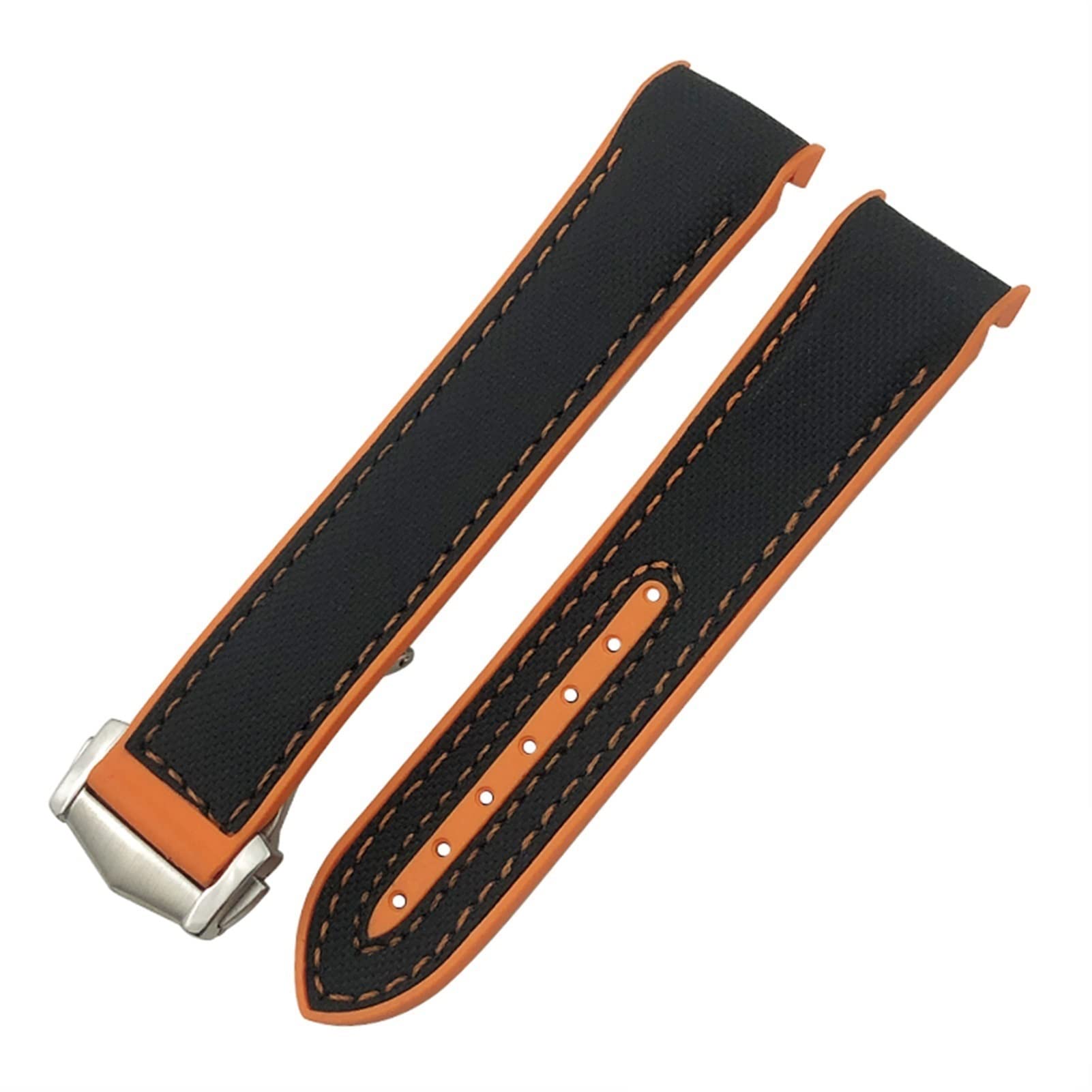Czke Black Orange Rubber For Omega Planet Ocean Seamaster Diver 300 Pointed Clasp Silicone Watch Strap Rubber Nylon Leather Watchband 19 20Mm 22 21Mm Watchbands (Color : Size : 20Mm)