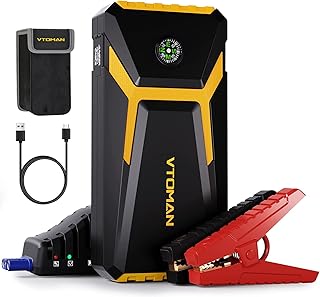 VTOMAN V6 Jump Starter, 1500A Peak Portable Jump Starter Box (Up to 7L Gas/5L Diesel Engines) for 12V Car Automobiles Lithium Auto Battery Booster Pack with Power Bank Charger, Jumper Cables(Yellow)