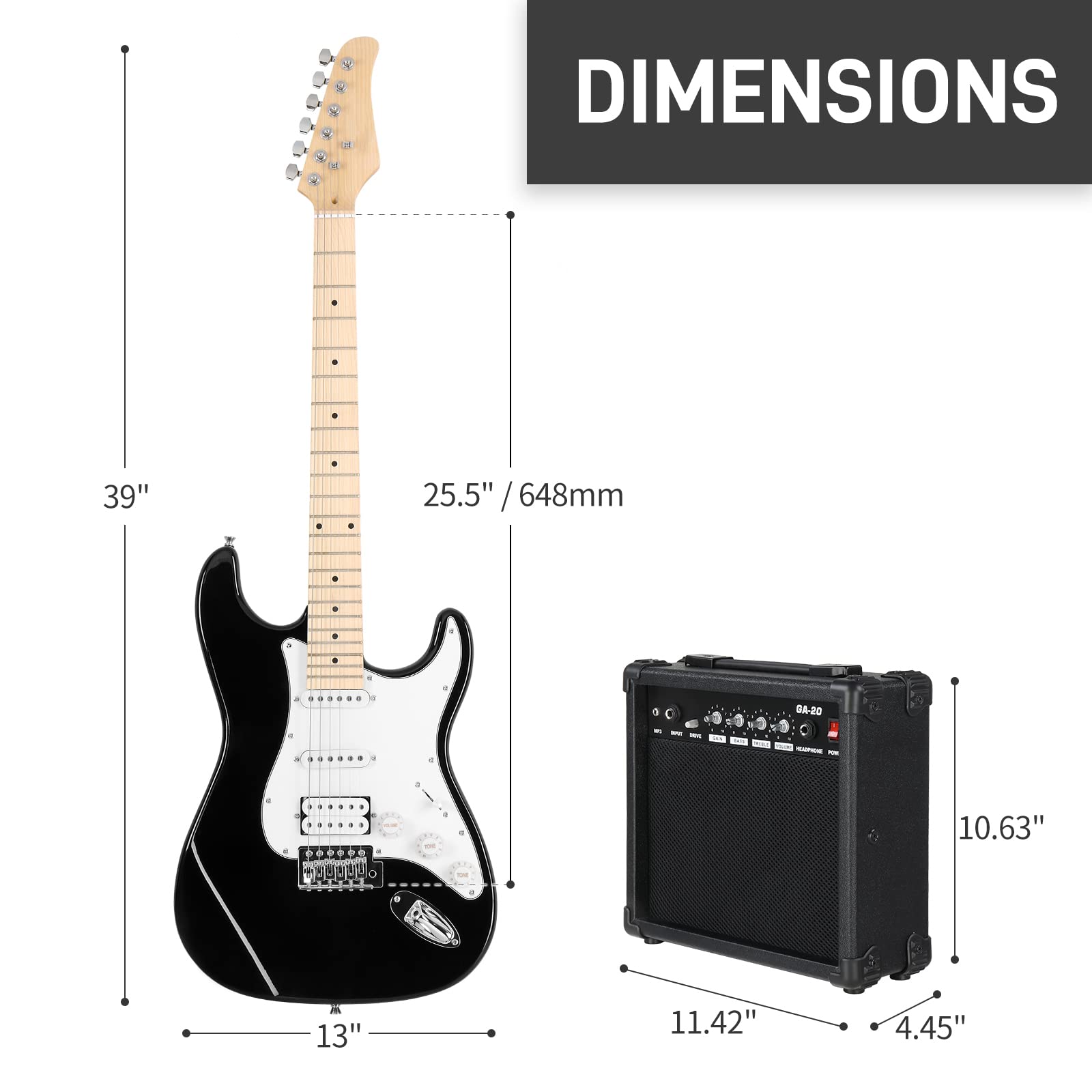 Amazon.com: Ktaxon 39 Inch Electric Guitar Kit for Beginner, HSS