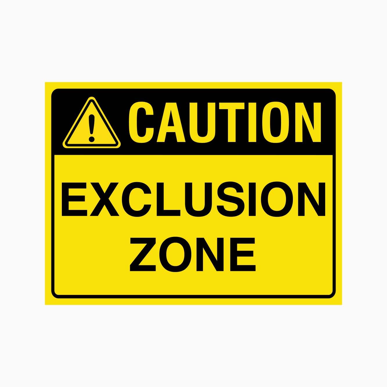 CAUTION EXCLUSION ZONE Sign, 12x8 Inch Metal Tin Sign, Restricted Area Warning for Special Industrial and Working Zones