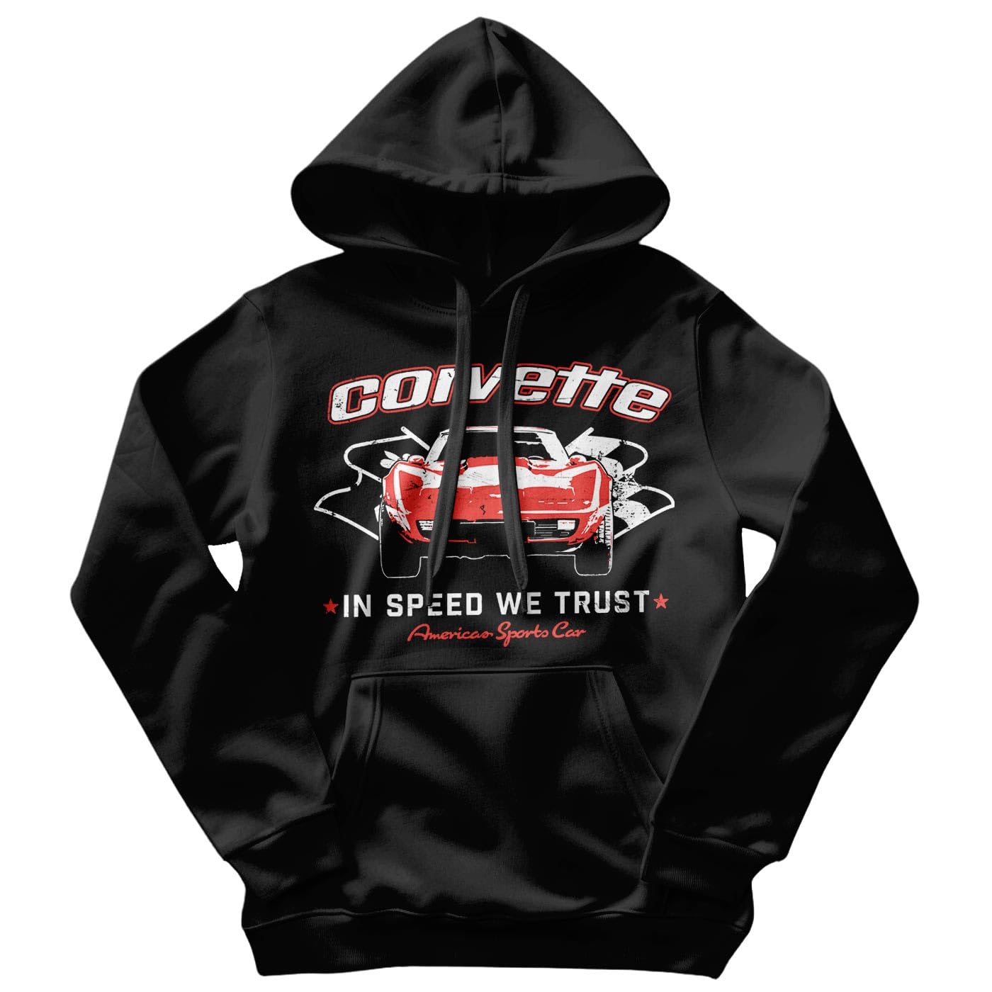 Chevrolet Unisex Black Officially Licensed Corvette - In Speed We Trust Hoodie (Black), Large