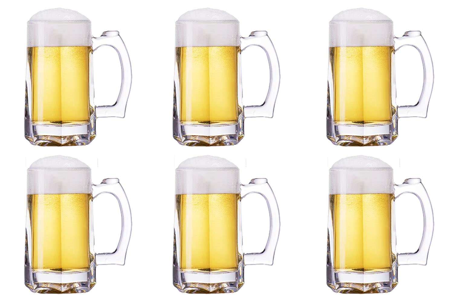Zestaw ciężkich kubków do piwa, szklane kubki 355 ml z uchwytem, szklanki do piwa do zamrażarki, szklanki do picia piwa 370 ml, tradycyjny kufel do baru, alkoholu, napojów, kawy, herbaty, zestaw 6 szt
