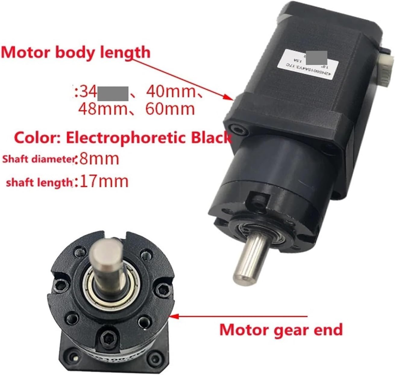 Synchronous Motor Nema17 Planetary Gear Stepper 0.27N.m .45N 52N 7N. Speed Ratio 3.71:1 5.18:1 14:1 19:1 27:1 50:1 100:1 139:1(42HS4813A4,Ratro 5.18 to 1)