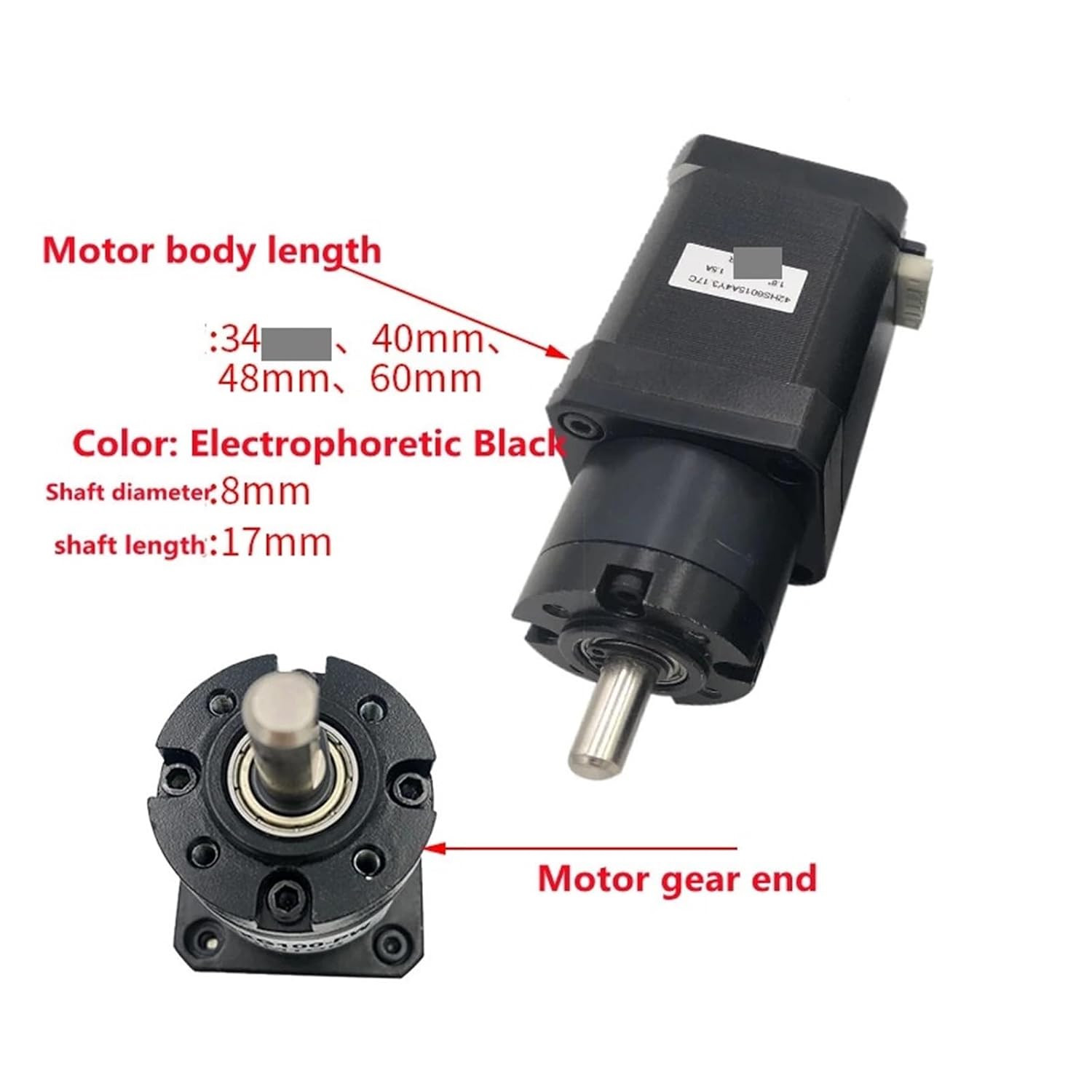 Synchronous Motor Nema17 Planetary Gear Stepper 0.27N.m .45N 52N 7N. Speed Ratio 3.71:1 5.18:1 14:1 19:1 27:1 50:1 100:1 139:1(42HS6015A4,Ratro 5.18 to 1)