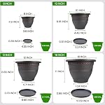 Usocik 4 Pack 16 Inch Large Plant Pots, Plastic Flower Pot for Indoor & Outdoor with Drainage Holes & Saucer, Plaid Pattern Planters Garden Pots for Herbs | Copper plaid PP pots with drainage holes and saucers for large plants porch patio garden and