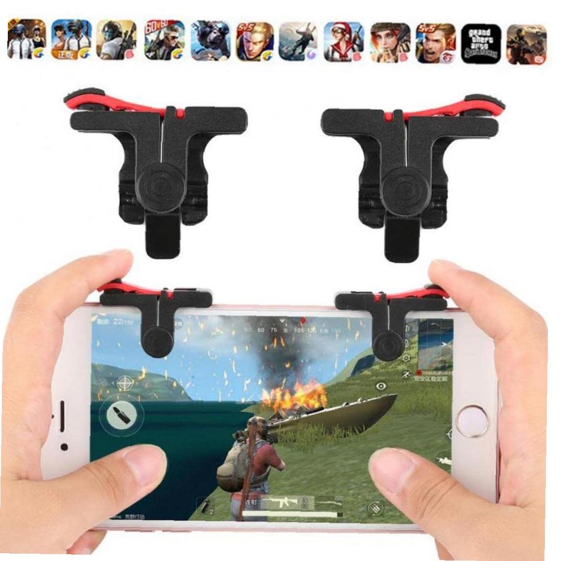 1 Par Pubg Controlador Juego Móvil Gamepad Gamepad Disparador Objetivo Botón L1 R1 Shooter Joystick para Diferentes Modelos Teléfono Juego Pad Accesorios