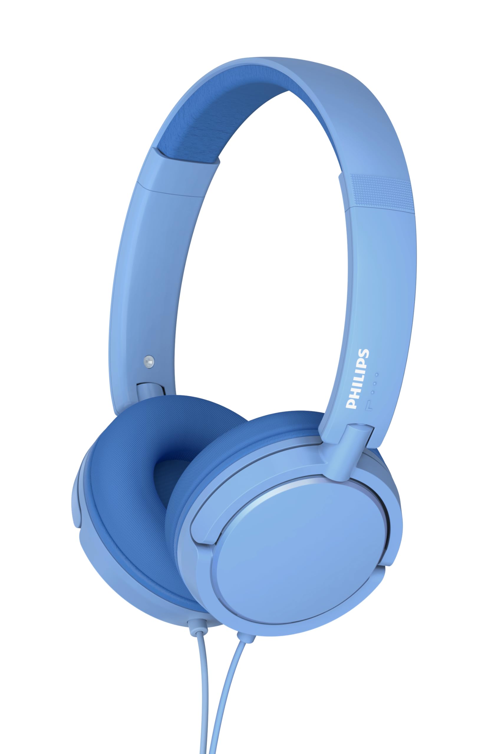 Philips K2019 Lightweight On-Ear Wired Kids Headphones - Built-in Mic, Safe Volume Limited, Foldable & Durable, Blue