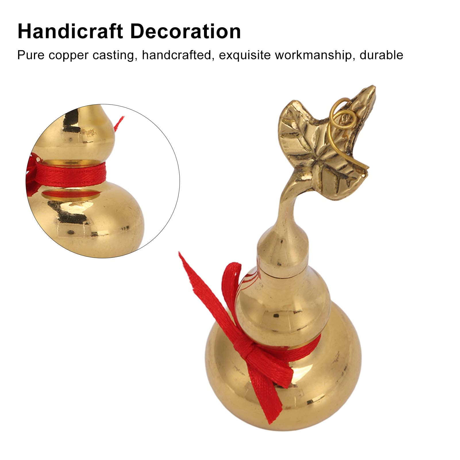 Gourde Feng Shui Wu Lou En Laiton Massif – Porte-Bonheur Pour Prospérité, Santé Et Chance – Figurine Déco 3,3 X 7,9 Cm