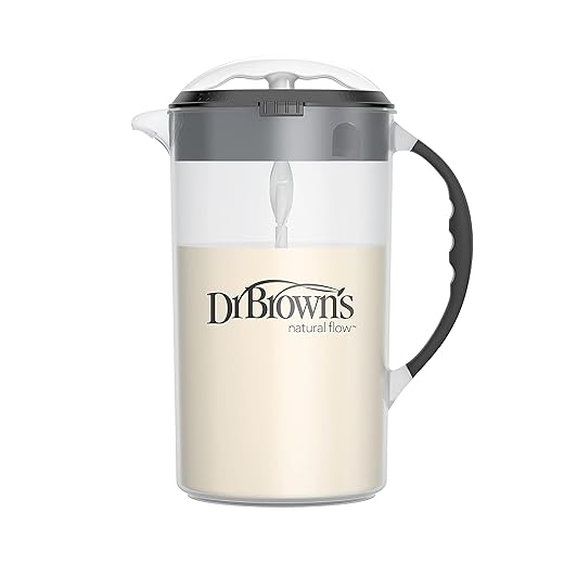 Dr. Brown's Baby Formula Mixing Pitcher with Adjustable Stopper, Locking Lid & No Drip Spout, Black, BPA Free, 36oz, 1 Pack
