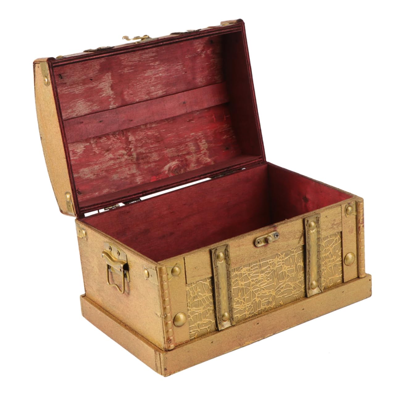 Boîte de rangement en bois type coffre trésor contre le désordre des bijoux