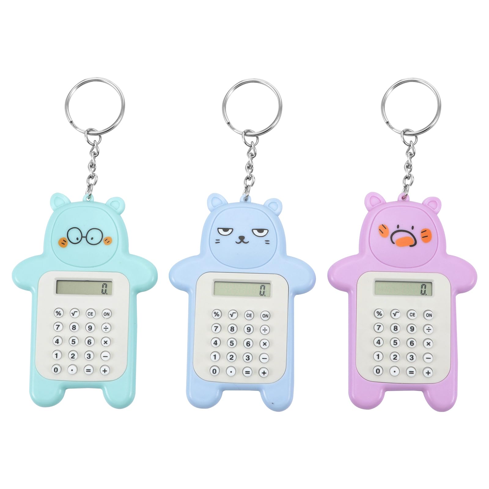 WOFASHPURET 3pcs Arithmetic Mini Printing Financial Small Mini Keychain Xmas Party Car Decorate Plastic Office Calculator