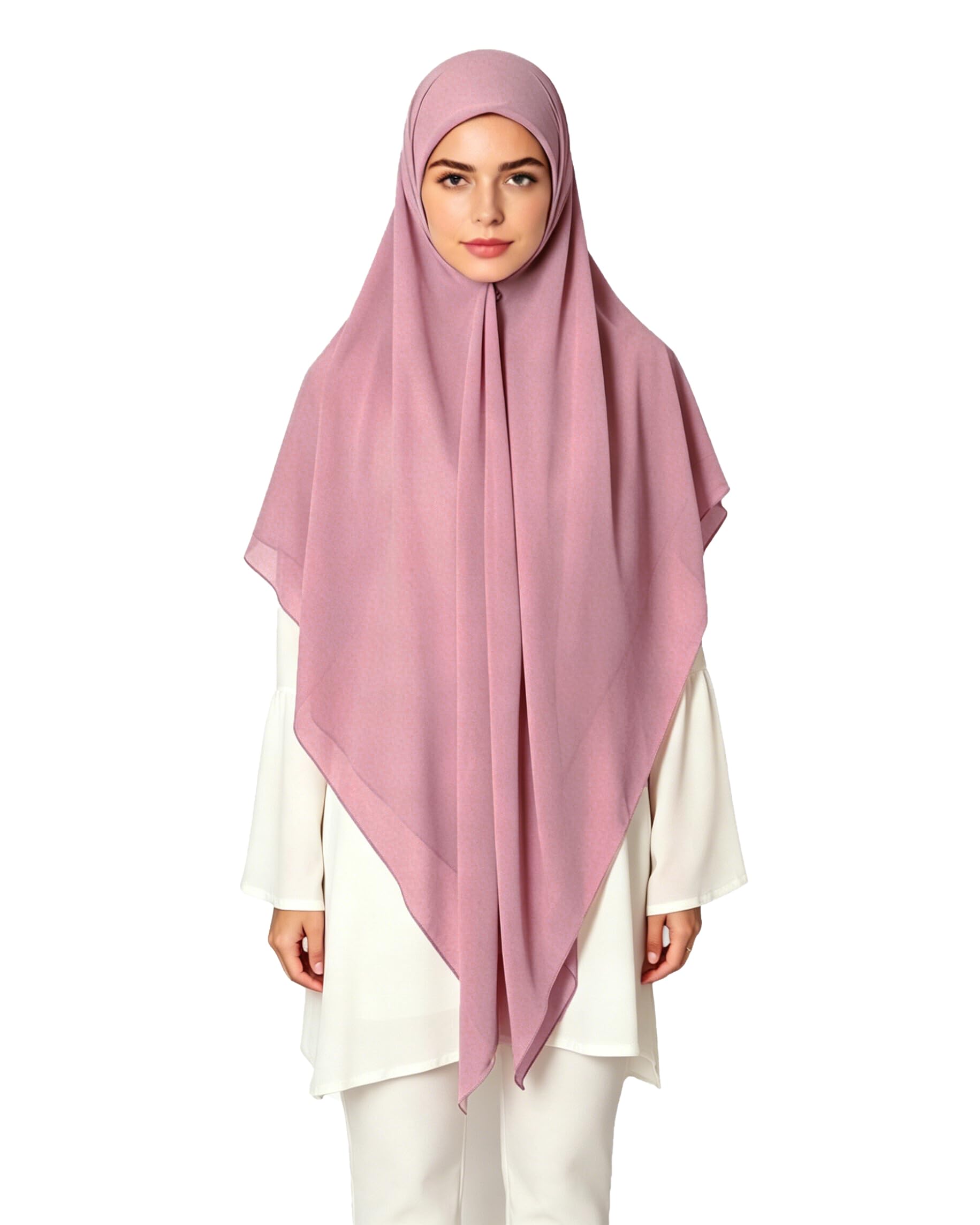 Lina & Lily Premium Chiffon Hijab Head Scarf Shawl Wrap for Muslim Women Square 145 x 145cm (Dusty Rose)