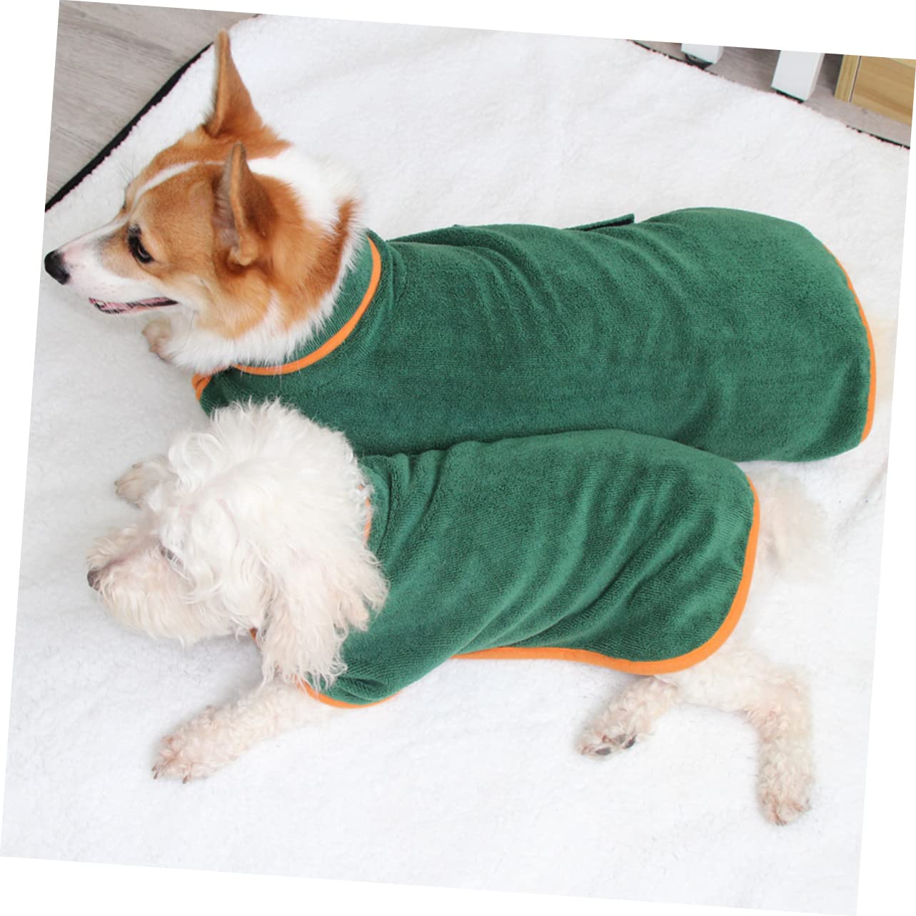 Kisangel 2 Pièces Peignoir pour Animaux De Compagnie Serviettes De Bain Chat Serviette à Capuche pour Chien Serviette De Séchage pour Chien Serviette De Bain en Microfibre pour Chien Green