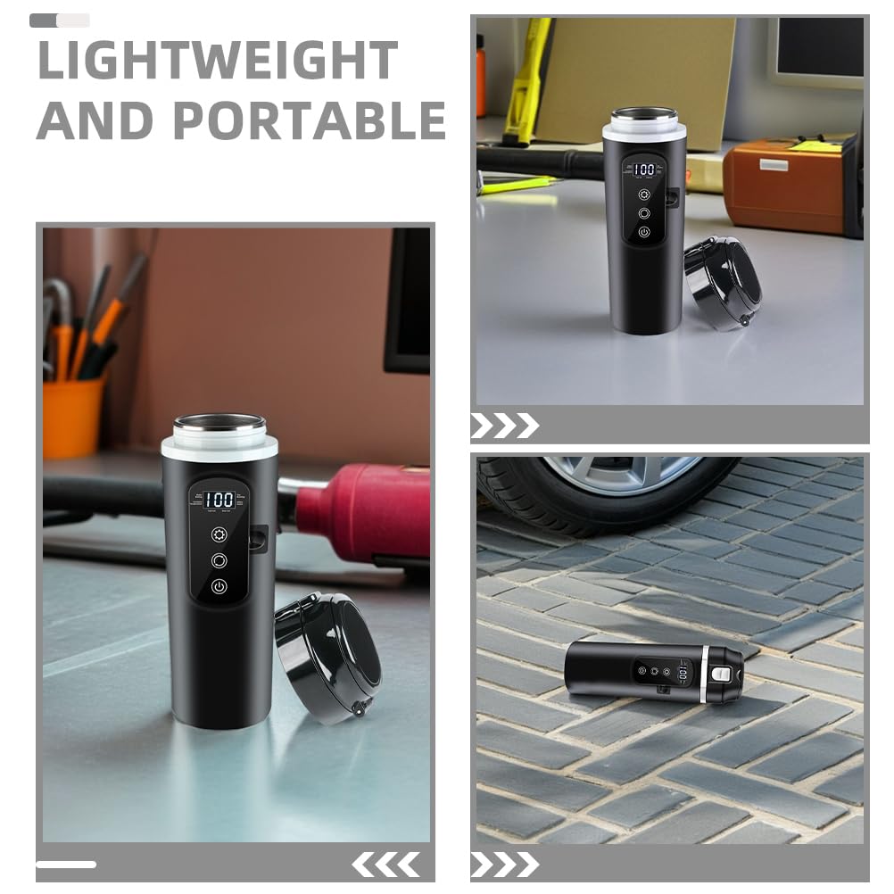 Tragbarer Auto Wasserbecher 500ml Schwarz aus Edelstahl mit Digitalanzeige | Kaffee und Heißgetränke, Kompakt und Leicht, Präzise Temperaturregelung, für Reise und Familienurlaub