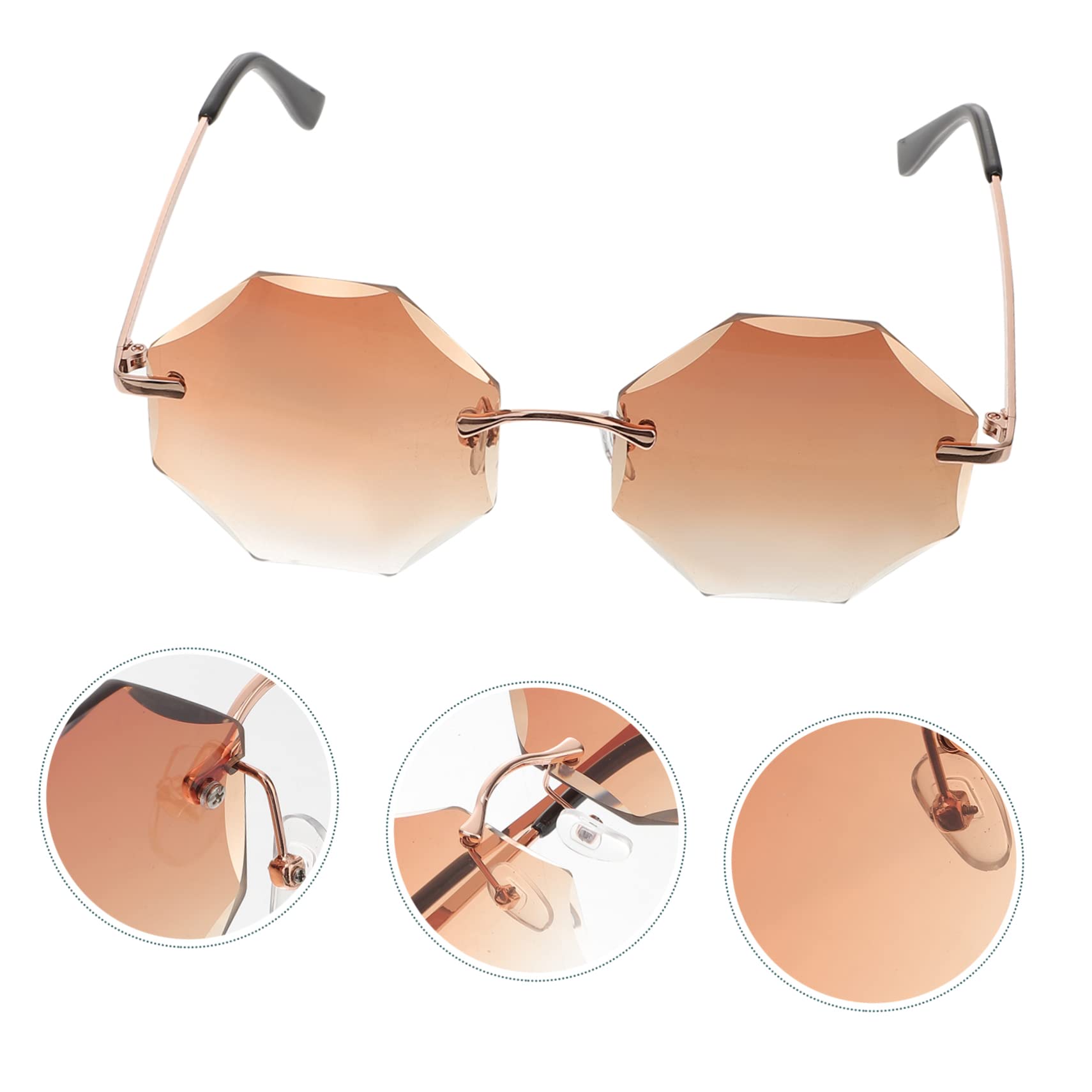 SHERCHPRY 4pezzi Occhiali Da Sole Rimless Poliedrici Per Feste Eyewear Per Uomini e Donne Per Shopping e Eventi Estivi Lenti Leggere e Resistenti