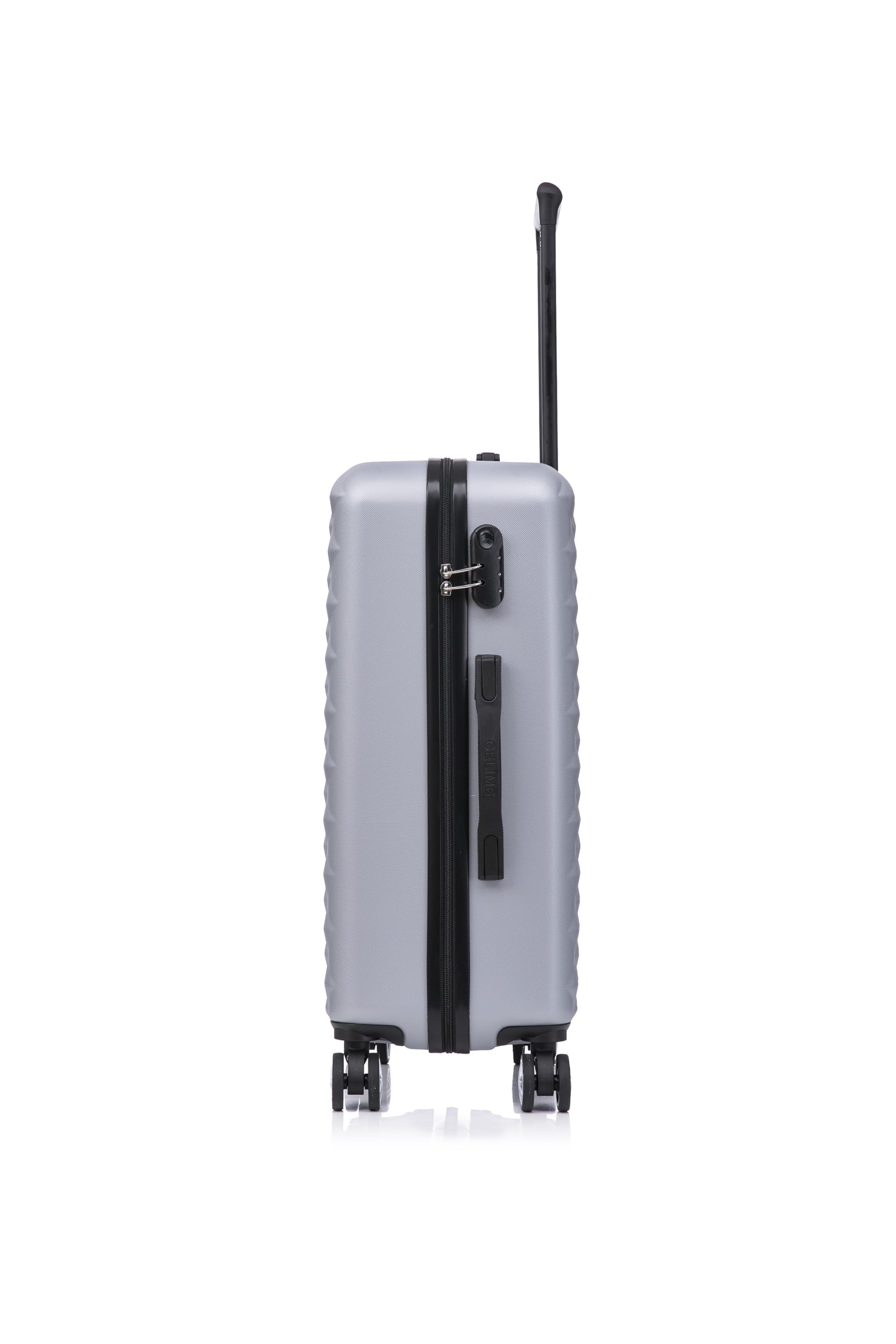 CELIMS - Bagaglio Medio con beauty case | Valigia di medie dimensioni | Valigia leggera | 65 x 42 x 24 cm | Grigio