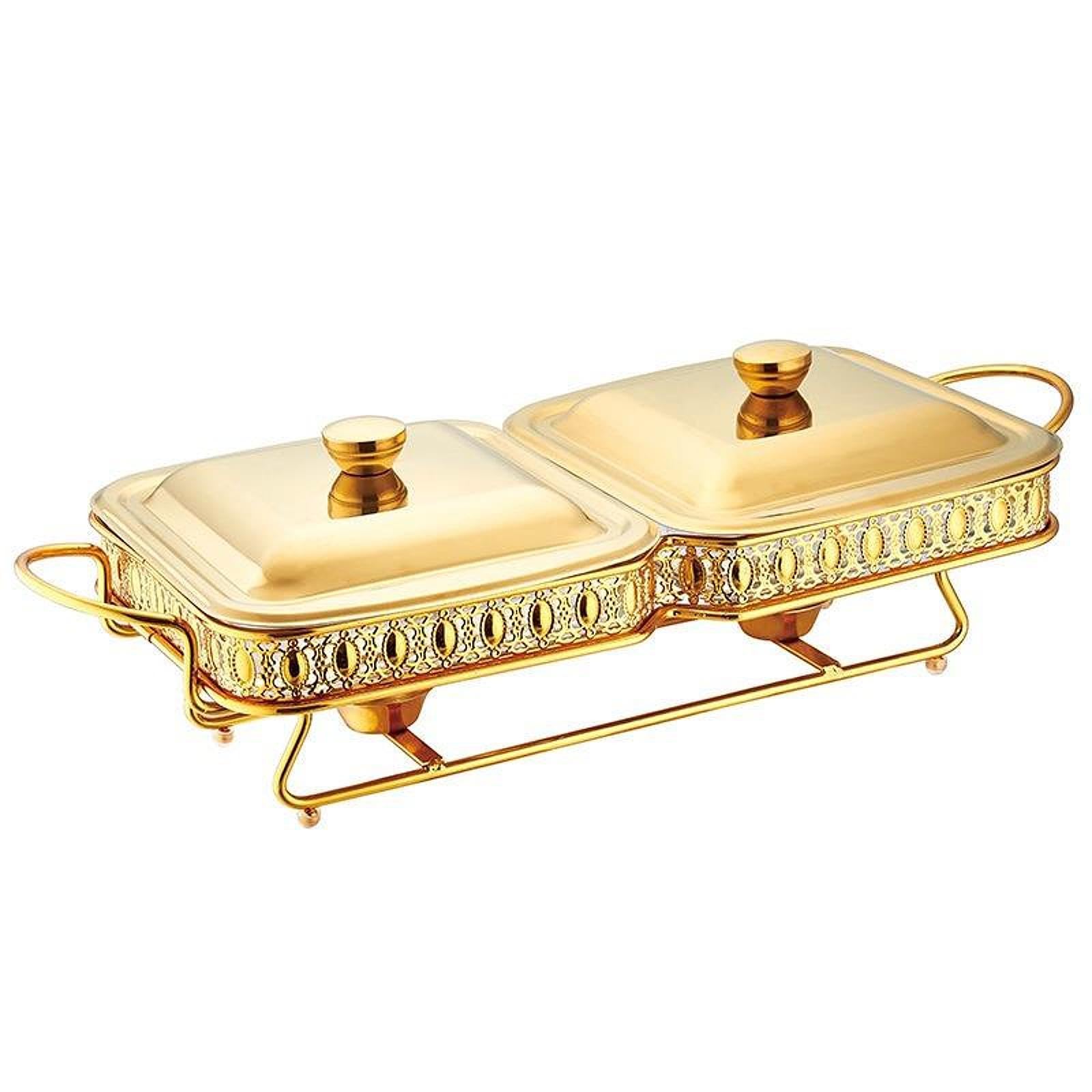 Chafing Dish con Estructura Portátil de Acero Inoxidable Bandeja Calefactora para Buffet Tapa de Transporte Adecuado para Soc, Oro, Individual