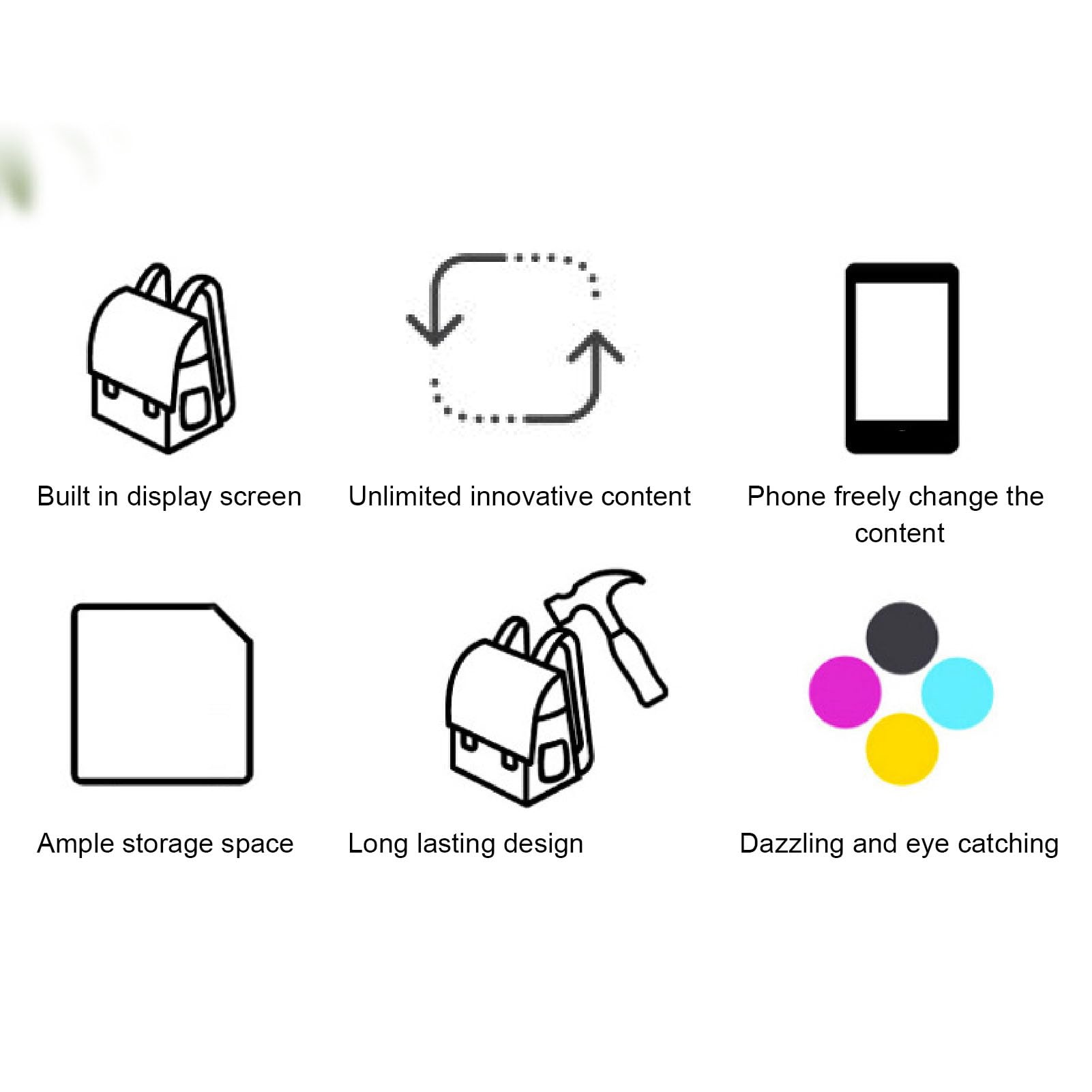 Elprico LED-Rucksack, Vollfarbbildschirm, Programmierbarer Bildschirm, Wasserdichter Rucksack, Vielseitiger App-Steuerung, DIY-Laptop-Rucksack für Männer und Frauen, Geburtstagsgeschenk