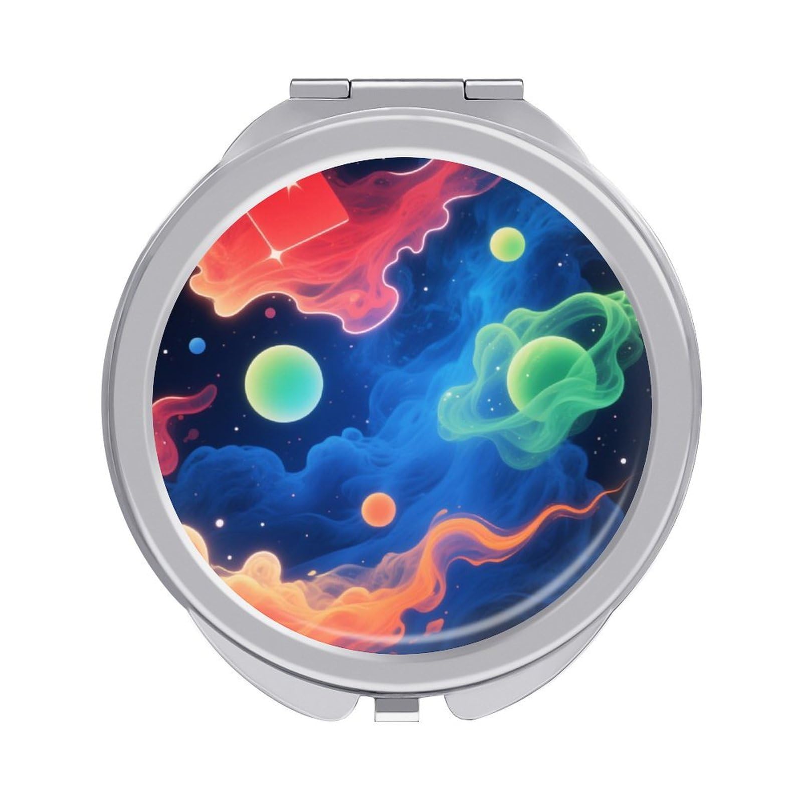 Fekiloot Style Neon Fluid Geometry Travel Makeup Mirror Handheld Compact Mirror Portable Pocket Mirror Double-Sided 1X/2X Magnifying For Handbag And Purses