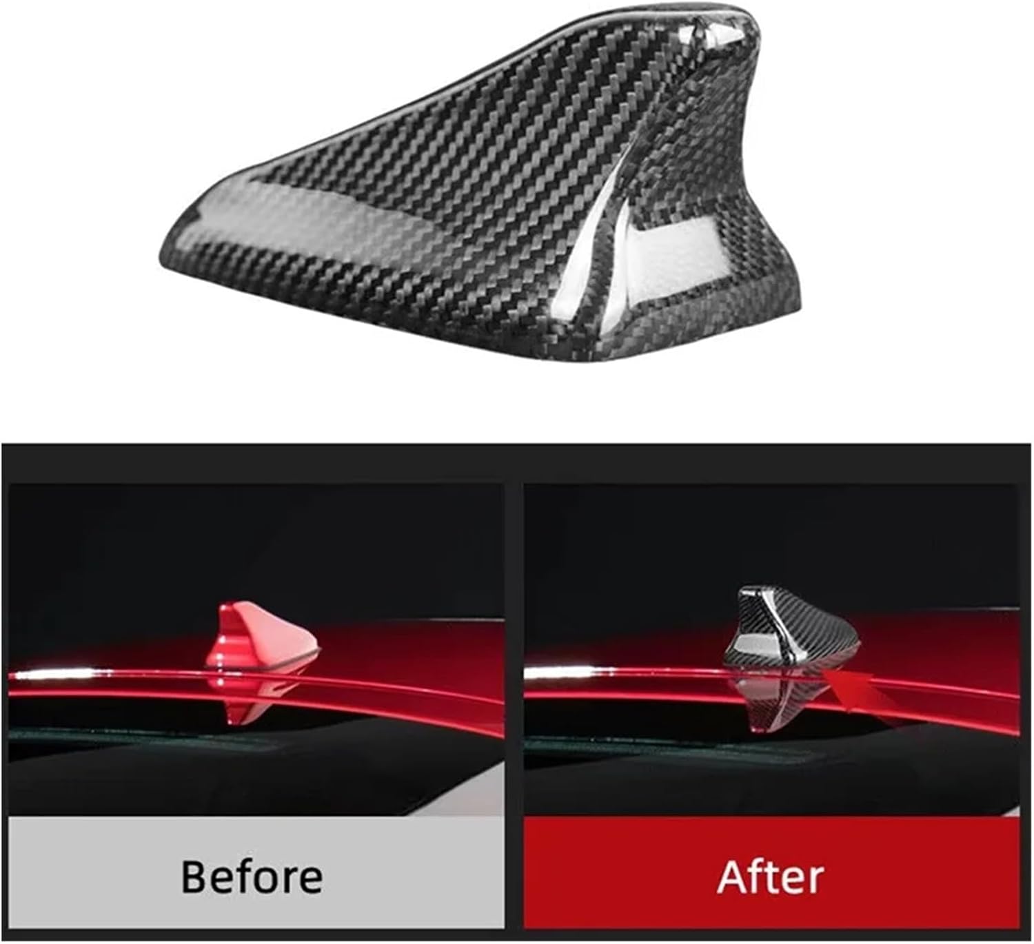 Shark Fin Carbon Fiber Antenna Cap Compatible For Kia Stinger 2018-2023 Exterior Decorative Antenna Base Cover No-Drill Adhesive Install