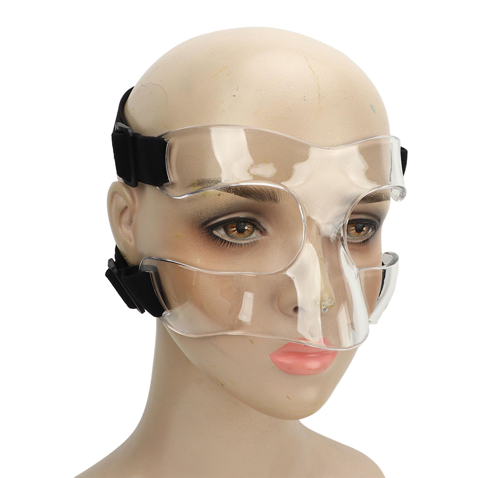 Sports Breathable Nose Guard Prevent Injuries for Outdoor Basketball Baseball Soccer, Adjustable Strap Unisex Face for Broken Nose, Shatterproof PC Material