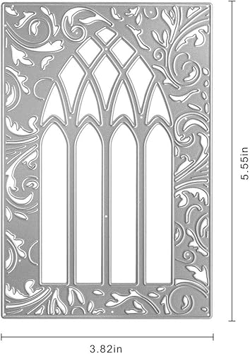 Miniatura 2 de Troqueles de corte de fondo de encaje para puerta y ventana de metal, plantillas de estampación en relieve para álbumes de recortes y manualidades