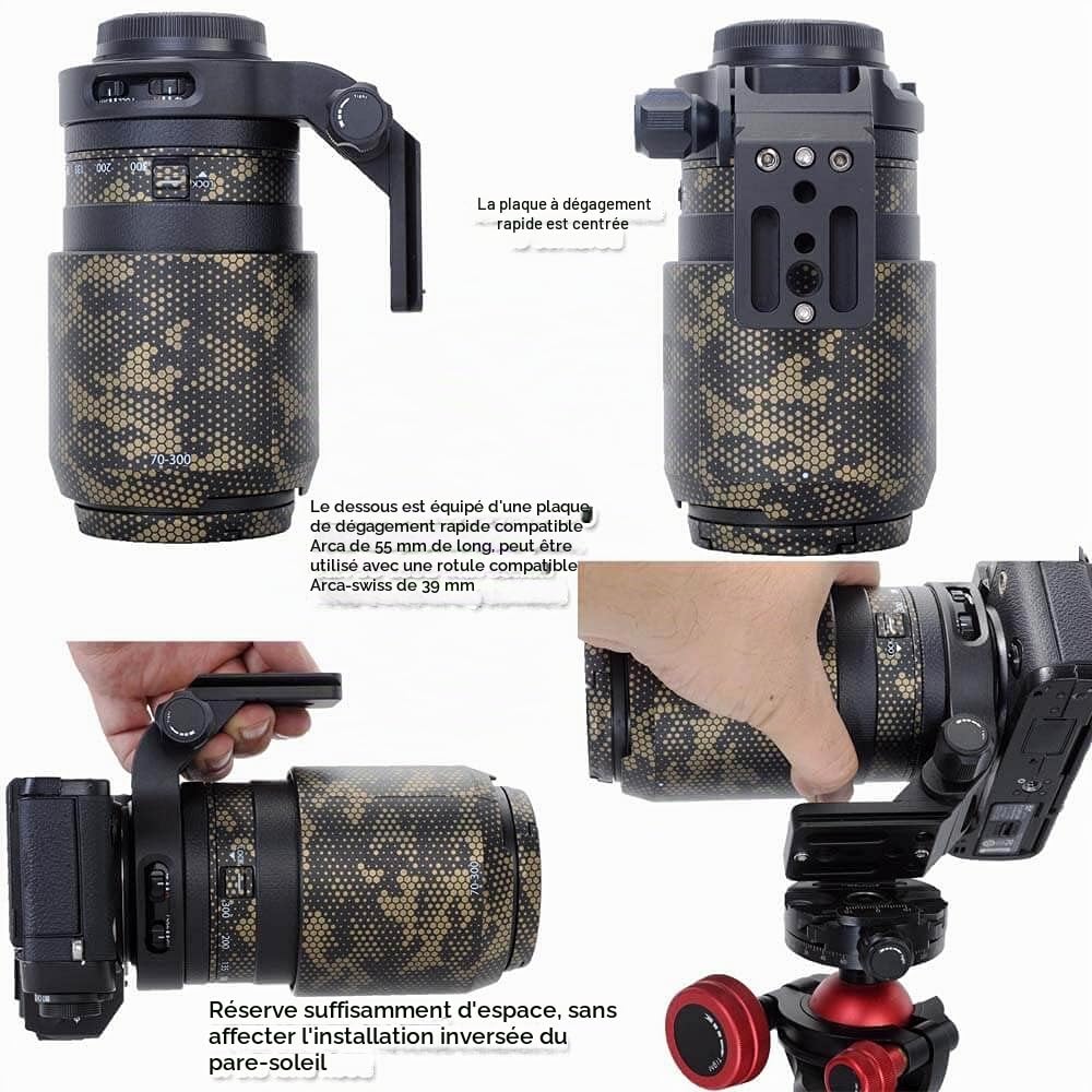 iShoot Bague de montage pour trépied compatible avec Fujifilm XF 55-200 mm f/3.5-4.8 R LM OIS & Fuji XF 70-300 f/4-5.6 R LM OIS WR, support d'objectif avec plaque à dégagement rapide Arca-Swiss Fit