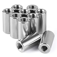 Vista 1 de Tuercas de conexión redondas M8, tuerca de acoplamiento de acero inoxidable 304 de 1.181 in/1.18 pulgadas de longitud, paquete de 10