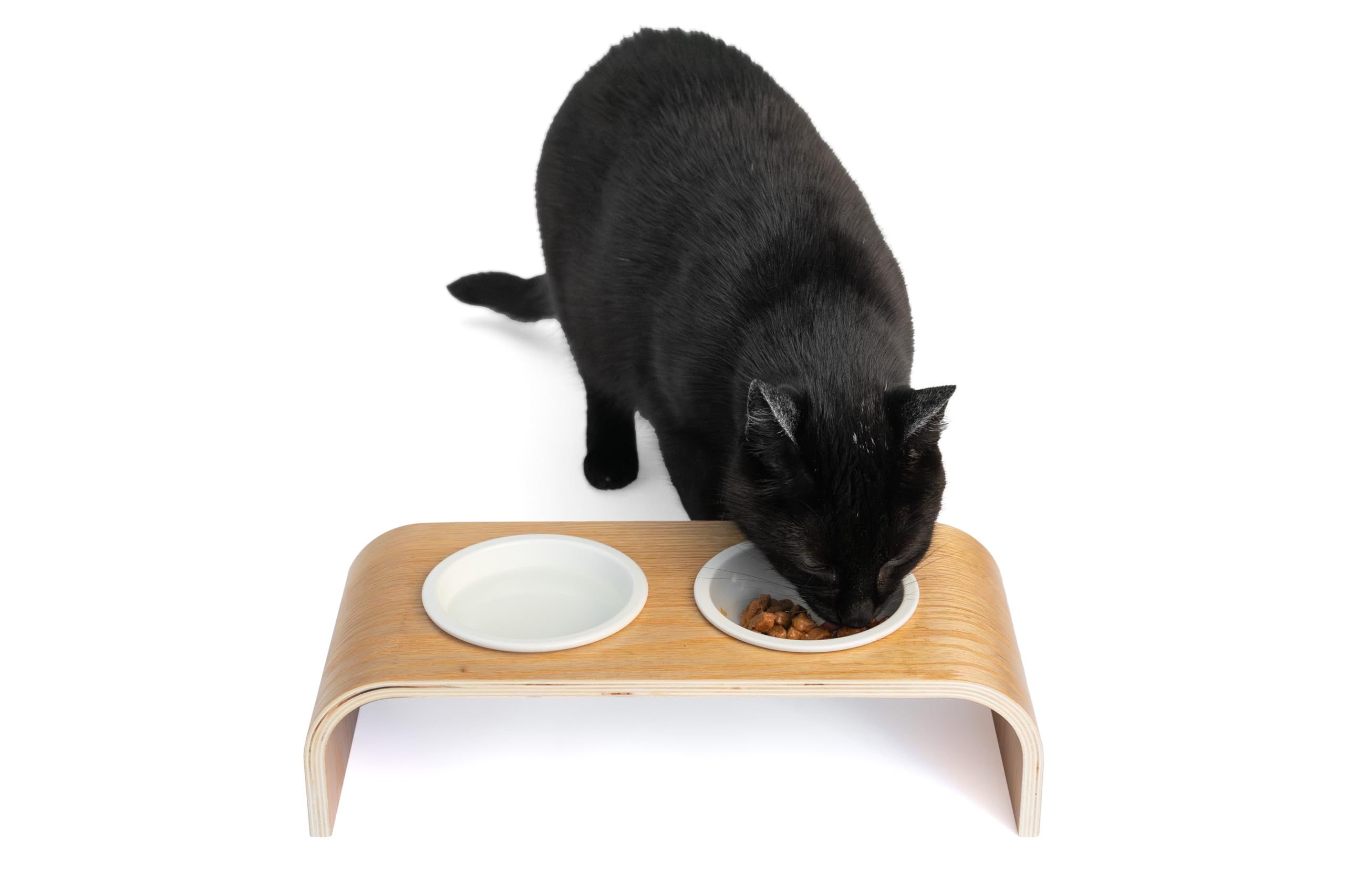 Ciotola per gatti e cani di piccola taglia | 250 ml | ciotola per gatti | ciotola per cibo | ceramica | con 2 + 2 ciotole | 4 ciotole | set per gatti | legno di bambù