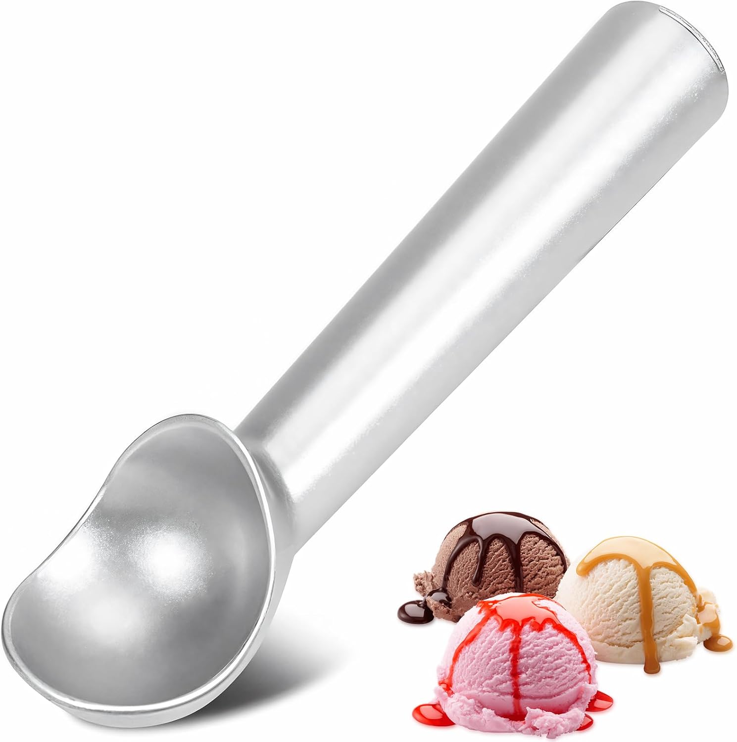 Ice Cream Scoop,Black Aluminum Ice Cream Scooper,7.3 Inches One-Piece Design Nonstick Cookie Spoon,Durable,Easy to Clean