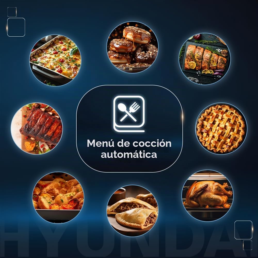 Hyundai Microondas 34 Litros Integrable con Grill Cristal blanco HHMW3414DGW00. 900W, Grill 1100W, 11 Programas, Modo Descongelación, Revestimiento Interior, Fácil Limpieza, Temporizador 95min.
