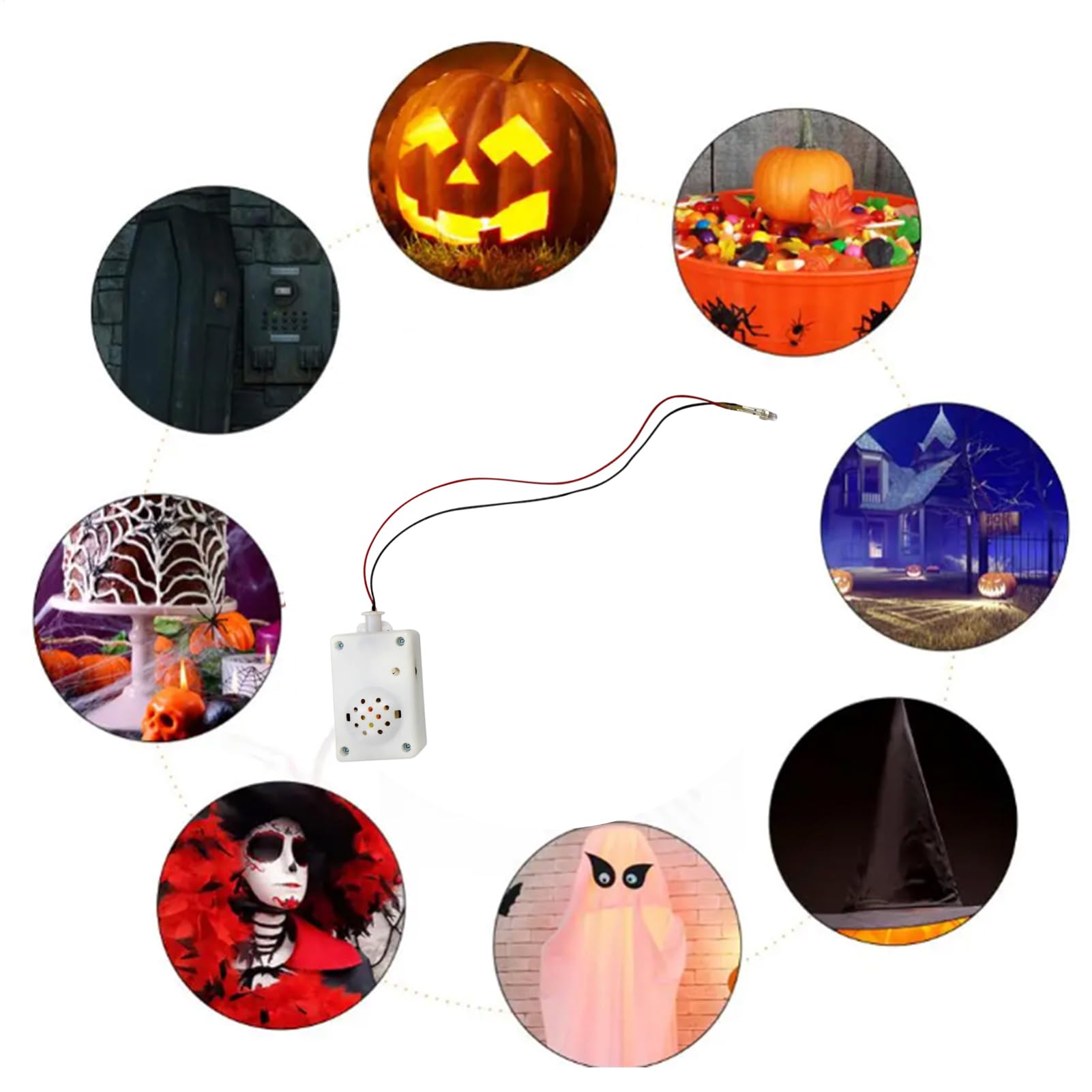 Altavoz De Gritos De Halloween – Sensor De Sonido Y Luz LED – Broma Para Casa Encantada – Pilas AAA