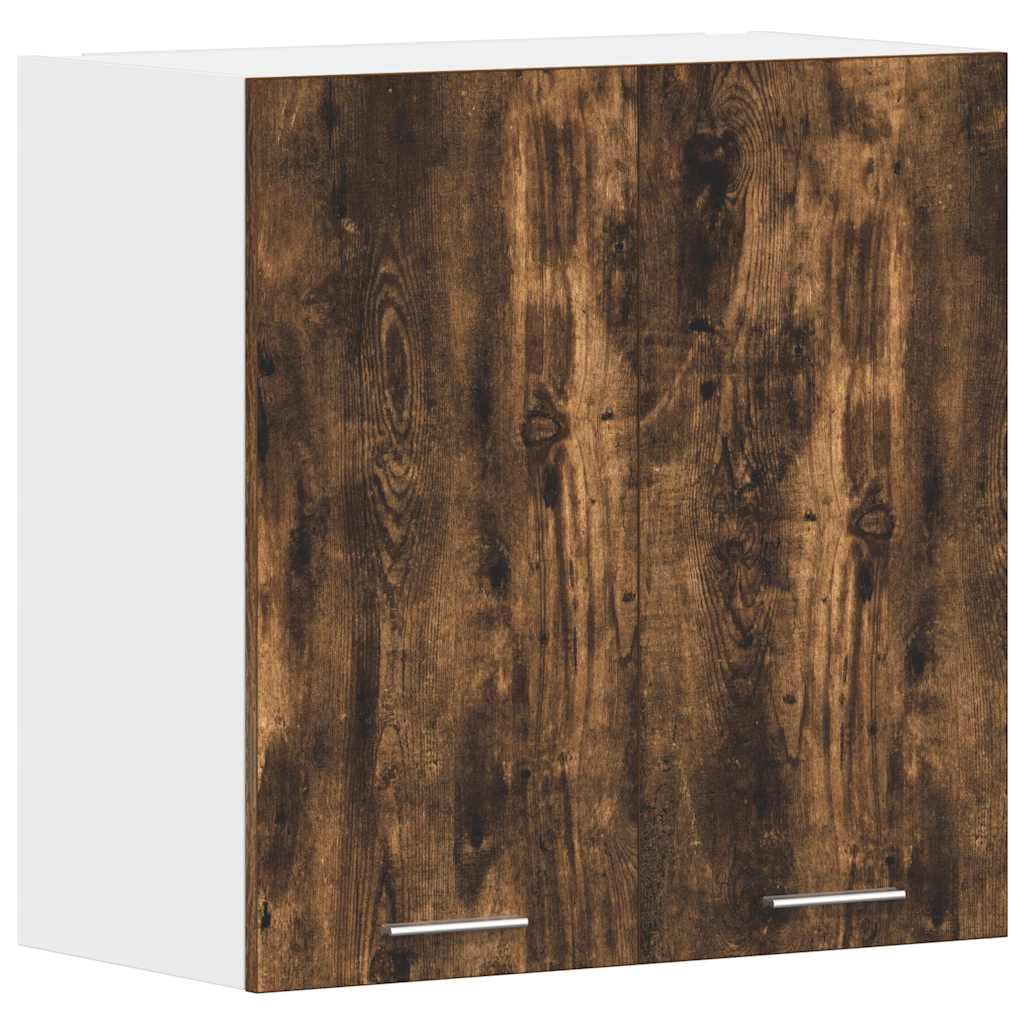 vidaXL Hanging Cabinet in Smoked Oak Engineered Wood - Easy-to-Clean Kitchen Storage with Doors and Ample Space, Easy Assembly Required