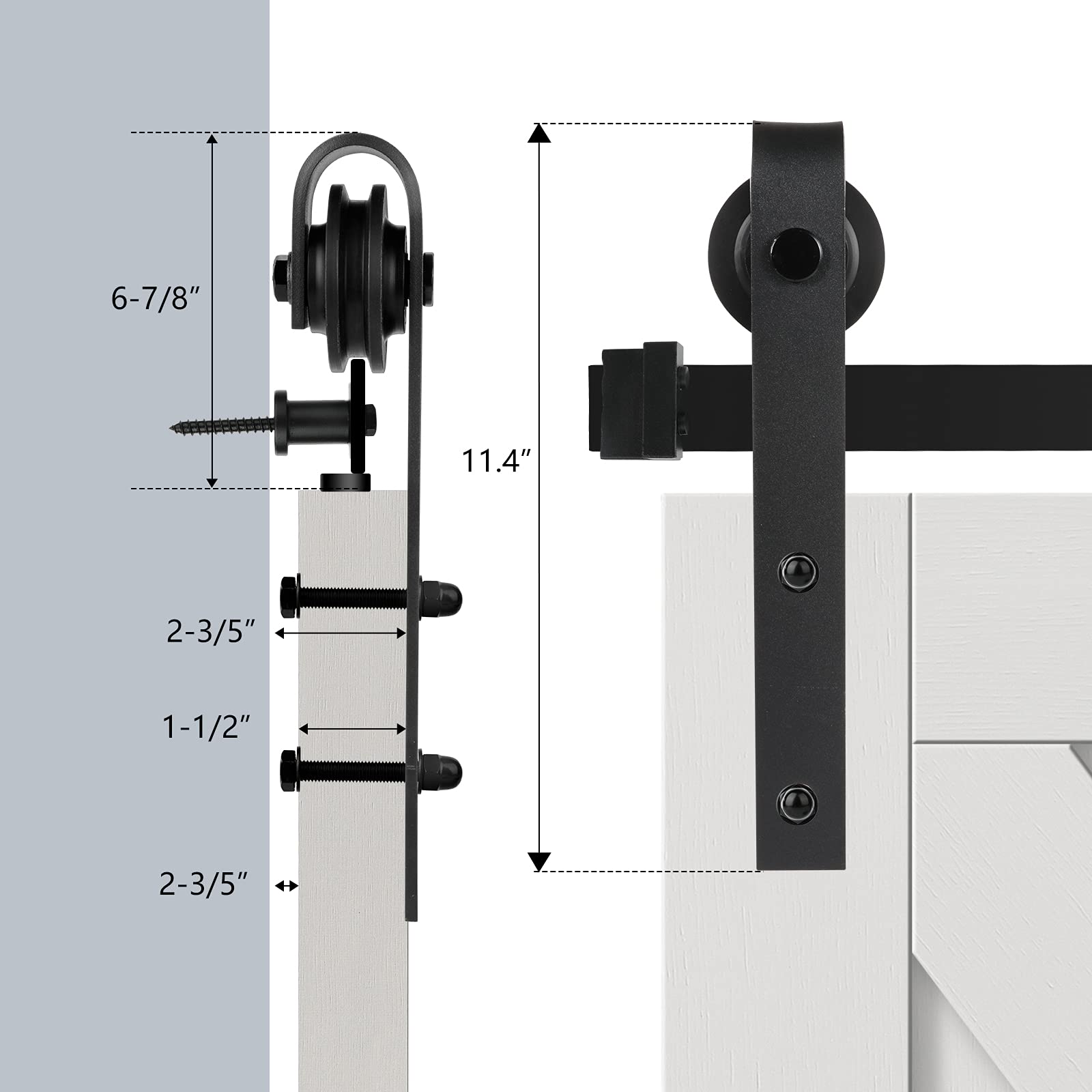 8 FT Sliding Barn Wood Door Hardware Kit Heavy Duty Door Rail Rail