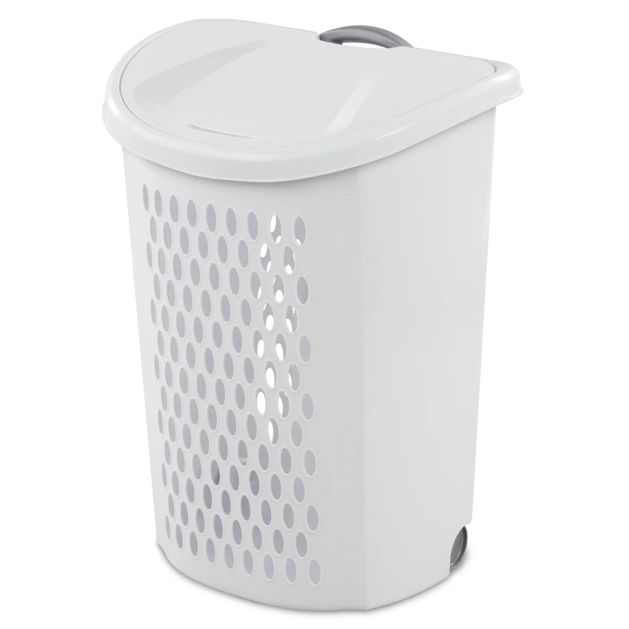 Wheeled Hamper Plastic Adult - White | Spacious Laundry Solution with Effortless Mobility